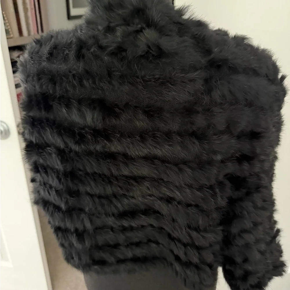 Black (Rabbit)  Fur Bolero Jacket -size S